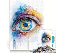 Puzzle 1000 pièces pour Adultes Œil à l'aquarelle Jeu de mémoire Amusant,pièces Robustes et aux découpes nettes,Cadeau Unique pour soulager Le Stress (50x75cm)