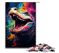 Puzzle 1000 pièces pour Adultes Il y a Beaucoup d'éclaboussures colorées Autour du Crocodile Puzzle DIY Superbes Cadeaux pour Noël pour Les Adolescents de 14 Ans et Plus 75 x 50 cm