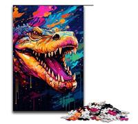 Puzzle 1000 pièces pour Adultes Il y a Beaucoup d'éclaboussures colorées Autour du Crocodile Puzzle éducatif Jeu éducatif pour Anniversaire Noël 75x50cm