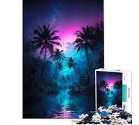 Puzzle 1000 pièces pour Adultes Île au Coucher du Soleil Sérénade Défi éducatif Une œuvre d'art Jouet Anti-Stress pour Les 14 Ans et Plus (50x75cm)