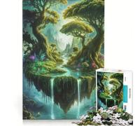 Puzzle 1000 pièces pour Adultes Île Flottante avec Cascades et Arbres, Jeu Impossible, Interaction Parent-Enfant, liste de souhaits avec Le Père Noël 38x52cm