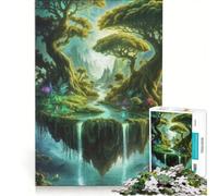 Puzzle 1000 pièces pour Adultes Île Flottante avec Cascades et Arbres, Jeu Impossible, Interaction Parent-Enfant, liste de souhaits avec Le Père Noël 50x75cm
