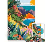 Puzzle 1000 pièces pour Adultes,îles Éoliennes,Italie,Illustration Minimaliste,Jeu d'assemblage épuré,Jeu de réflexion Amusant et Relaxant,activité idéale pour Un Anniversaire (38x26cm)