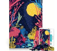 Puzzle 1000 pièces pour Adultes Illustration Abstraite Minimaliste représentant Un récif corallien Nocturne Découpe de qualité supérieure Jeu de réflexion Divertissement Décoration de Noël (50x75cm)