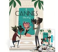 Puzzle 1000 pièces pour Adultes, Illustration Cannes Côte d'Azur, décoration Murale, modèle à Assembler, Cadeau pour Les Amis et la Famille, 38x52cm