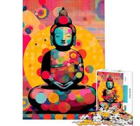 Puzzle 1000 pièces pour Adultes Illustration colorée de Bouddha Jouet à Monter soi-même décoration Parfaite Cadeau Unique pour Un Anniversaire ou Noël (Taille 38x52cm)