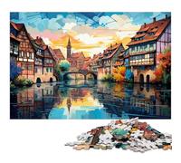 Puzzle 1000 pièces pour Adultes Illustration colorée Strasbourg découpe de précision Cadeau pour Adolescents de 14 Ans et Plus 1000 pièces (38 x 26 cm)