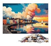 Puzzle 1000 pièces pour Adultes Illustration Couleur de l'île de Crète Grèce Puzzle Familial Amusant activités à la Maison Cadeau d'anniversaire Cadeaux de Voyage 1000 pièces (38 x 26 cm)
