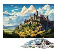 Puzzle 1000 pièces pour Adultes Illustration Couleur du château de Carcassonne Puzzle pour Cadeaux Anti Stress défi Difficile 1000 pièces (38 x 26 cm)