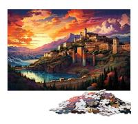 Puzzle 1000 pièces pour Adultes Illustration Couleur du Palais de l'Alhambra Puzzle en Bois pour Enfants Jeu éducatif pour Adultes 1000 pièces (75 x 50 cm)