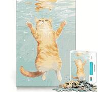 Puzzle 1000 pièces pour Adultes Illustration de Chat nageant sous l'eau Décoration Facile à Nettoyer Jouet d'exercice cérébral Moments de détente et de Plaisir Idéal pour Un Anniversaire (38x26cm)