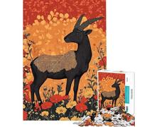 Puzzle 1000 pièces pour Adultes Illustration de chèvre et de Fleurs Puzzle Relaxant Jeu idéal pour se détendre à la Maison défi à relever (Taille 38x52cm)