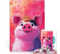Puzzle 1000 pièces pour Adultes Illustration de Cochon Souriant Jouet éducatif d'apprentissage Décoration Parfaite 38x26cm
