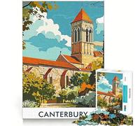 Puzzle 1000 pièces pour Adultes Illustration de la cathédrale de Canterbury Décoration soignée Jeu de Construction Jeu de Paix Décoration d'anniversaire Cadeau (50x75cm)