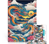 Puzzle 1000 pièces pour Adultes Illustration des Vagues du Dragon Loisirs en Famille Offrir en Cadeau à Toute la Famille 38x26cm