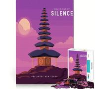 Puzzle 1000 pièces pour Adultes Illustration du Jour du Silence à Bali Jeu d'articulation Propre et Amusant Activité de détente et d'anniversaire (38x26cm)