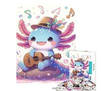 Puzzle 1000 pièces pour Adultes Illustration d'un Axolotl Mignon Jouant du ukulélé Jeu éducatif Stimulant l'intelligence et Le Cerveau Jouet addictif Cadeau Amusant Activités familiales (38x52cm)