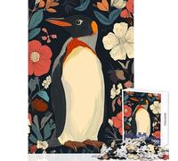 Puzzle 1000 pièces pour Adultes Illustration d'un Pingouin dans Un Jardin Fleuri Jeu éducatif Idée Cadeau pour renforcer Les Liens Amoureux Dimensions 38x52cm