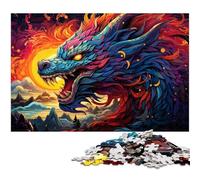 Puzzle 1000 pièces pour Adultes Illustration psychédélique colorée d'un Dragon Chinois Puzzle Familial Amusant avec Affiche et fiche de Questions-réponses Assorties (1000 pièces 75 x 50 cm)