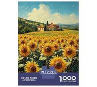 Puzzle 1000 Pièces pour Adultes Impressionist Inspired Sunflower Field and Countryside Casse-tête pour Adultes - Décoration Parfaite - Cadeaux d'anniversaire Et Cadeaux Uniques 70x50cm/1000pcs