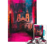 Puzzle 1000 pièces pour Adultes Intérieur de cathédrale néon Jeu de Puzzle Familial Idéal pour se détendre à la Maison Cadeau Parfait pour Toute la Famille (Dimensions 38x52cm)