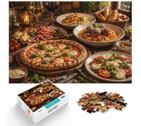 Puzzle 1000 pièces pour Adultes, Italian Feast with Pizza and Pasta | Pour les w nds d'hiver : ce puzzle 1000 pièces pour adultes propose l'ensemble du défi pour les vacances de Noël.