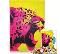 Puzzle 1000 pièces pour Adultes Jaguar Rouge et Jaune Jeu Impossible Analyse et logique renforce l'amour Entre Les Couples 38x26cm