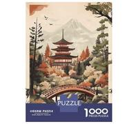 Puzzle 1000 Pièces pour Adultes Japanese Pagoda Wall Art Print Puzzle Casse-tête Difficile, Idéal comme Cadeau pour Toute La Famille 38x26cm/1000pcs
