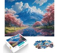 Puzzle 1000 pièces pour Adultes Japon Mont Fuji Sakura Fait de Bois pour Les 14 Ans et Plus pour Une soirée de Jeux et de Divertissement en Famille Collection d'artistes, Beaux-Arts。
