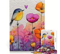 Puzzle 1000 pièces pour Adultes Jardin d'oiseaux et de Fleurs à l'aquarelle Entraînement à la Concentration, détente et Loisirs Bords Fins Cadeau de Noël Unique (50x75cm)