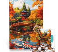 Puzzle 1000 pièces pour Adultes Jardin Japonais avec carpes koï Jeu Familial Anti-Stress Défi Difficile Une œuvre d'art 52x38cm