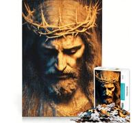 Puzzle 1000 pièces pour Adultes Jésus-Christ Abstrait avec Couronne d'épines, Jeu Impossible, défi Difficile, renforce l'amour Entre Les Couples 50x75cm