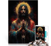 Puzzle 1000 pièces pour Adultes Jésus-Christ Art numérique Fait de Papier,pour Les 14 Ans et Plus Jeux Amusants Collection d'artistes, Beaux-Arts。Taille:26x38cm/10.24x14.96pouce