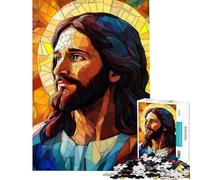 Puzzle 1000 pièces pour Adultes Jésus-Christ Vitrail Décoration Murale Cadeau d'anniversaire Unique (Dimensions 38x26cm)