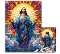 Puzzle 1000 pièces pour Adultes Jésus dans Le Ciel, Puzzle en Carton idéal pour Les Amoureux, pour Noël, Le Nouvel an ou la Saint-Valentin 26x38cm / 10,23x14,96 Pouces