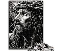 Puzzle 1000 pièces pour Adultes, Jésus Noir et Blanc, Anti-Stress avec pièces entièrement emboîtables de Formes aléatoires, pour Les Enfants de 14 Ans et Plus, 26x38cm