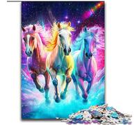 Puzzle 1000 pièces pour Adultes, Jeu d'activités familiales pour Adolescents, Motif Cheval Arc-en-Ciel, 50x75cm