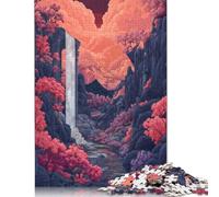Puzzle 1000 pièces pour adultes, jeu de puzzle cascade, ruine, vallée familiale, puzzle en bois, défi pour l'esprit, puzzle de 1000 pièces (75 x 50 cm)
