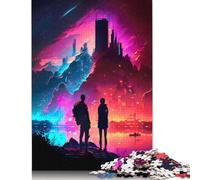 Puzzle 1000 pièces pour Adultes, Jeu de Puzzle « Couple Watch The City Burn » pour Un Moment en Famille Stimulant (38 x 26 cm)
