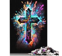 Puzzle 1000 pièces pour adultes, jeu de puzzle "Cross Watercolor Art", puzzle en papier familial, puzzle de défi mental (38 x 26 cm)