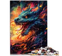 Puzzle 1000 pièces pour Adultes Jeu de Puzzle Dragon Chinois coloré 26x38cm avec Affiche Assortie et Feuille de Questions pour Adolescents à partir de 14 Ans