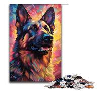 Puzzle 1000 pièces pour Adultes Jeu de Puzzle psychédélique coloré représentant Un Berger Allemand idéal comme Cadeau pour Toute la Famille (1000 pièces 75 x 50 cm)