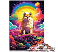 Puzzle 1000 pièces pour Adultes Jeu de Quiz Shiba Inu aux Couleurs Mignonnes 26 x 38 cm Anti-Stress Vacances à la Maison tuez Le Temps pour Les 14 Ans et Plus