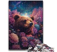 Puzzle 1000 pièces pour Adultes, Jeu de réflexion, Ours Brun Rose, décoration Murale, Cadeaux d'anniversaire et de Noël Uniques, 38x26cm