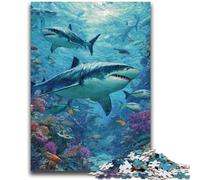 Puzzle 1000 pièces pour Adultes, Jeu de Requins sous-Marins, Chaque pièce est Unique - Jeu Familial Stimulant et Amusant 26x38cm