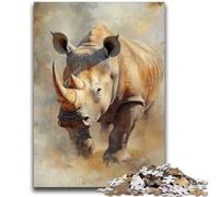 Puzzle 1000 pièces pour Adultes, Jeu de rhinocéros rétro, Chaque pièce est Unique - Jeu Familial Stimulant et Amusant 50x75cm