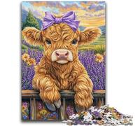 Puzzle 1000 pièces pour Adultes, Jeu de Yak Lavande, Chaque pièce est Unique - Jeu Familial Stimulant et Amusant 26x38cm