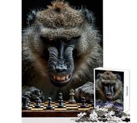 Puzzle 1000 pièces pour Adultes Jeu d'échecs Babouin Jouet éducatif et Artistique Collection d'artistes Beaux-Arts 38x52cm