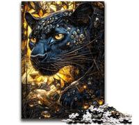 Puzzle 1000 pièces pour Adultes, Jeu éducatif, Casse-tête, Motif léopard Noir et doré, pour Anniversaire et Noël, à partir de 14 Ans, 26x38cm