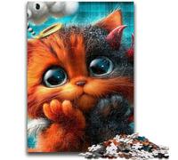 Puzzle 1000 pièces pour Adultes, Jeu éducatif, Chaton Diable, décoration de la Maison, Jeu éducatif pour Anniversaire, Noël, 50x75cm
